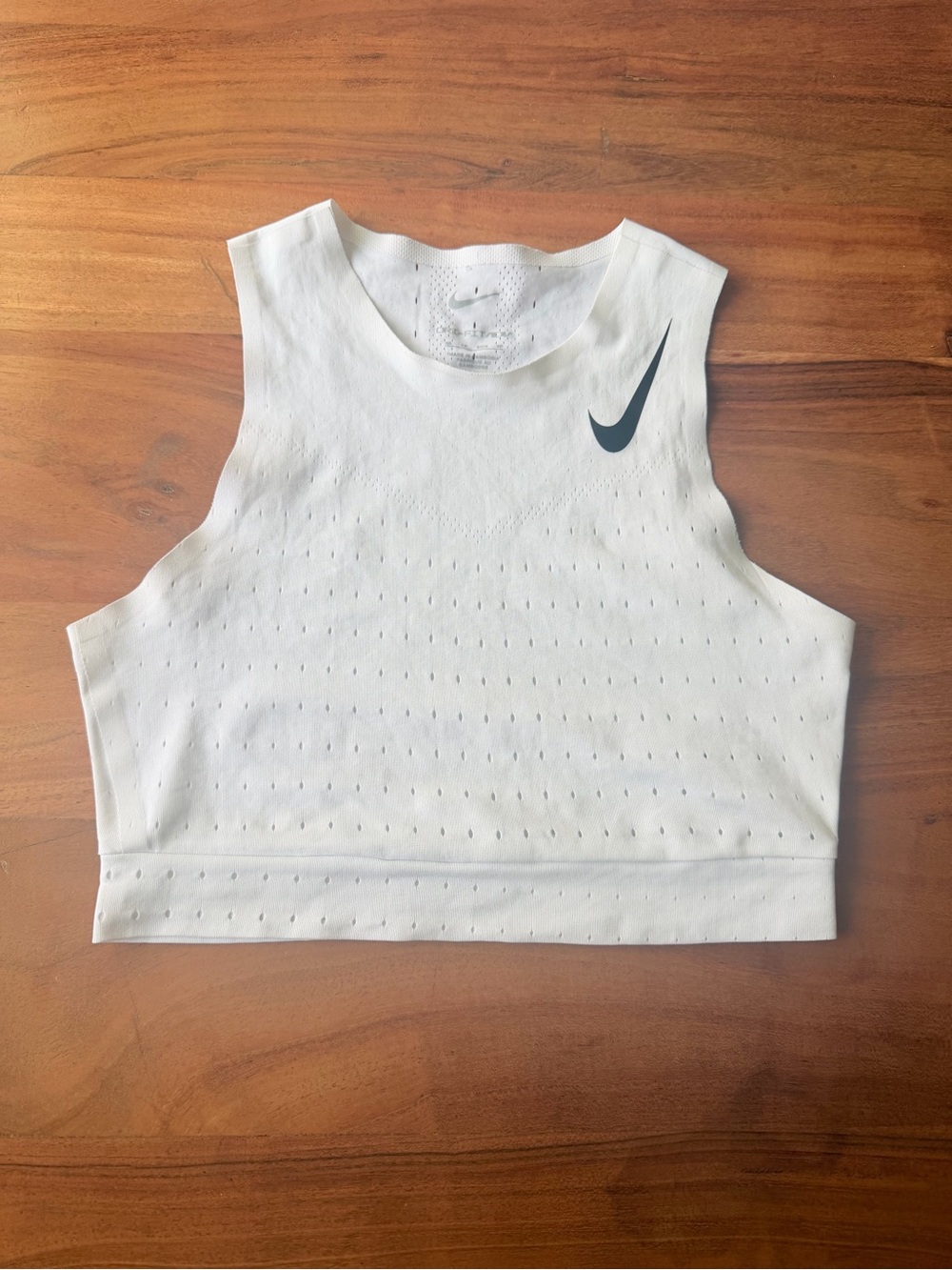 Nike White aeroswift racing crop top women’s dri fit size XS like new